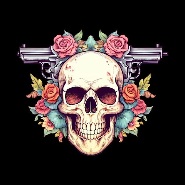 skull with guns by One Eyed Cat Design