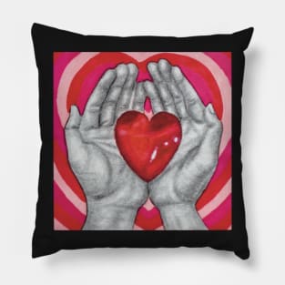 Heart on hand illustration aesthetic Pillow