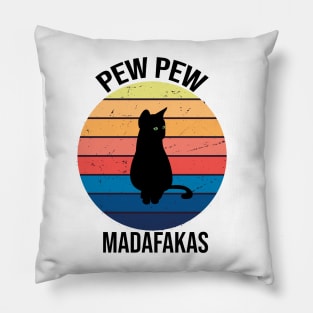 Cat Pew Pew Madafakas Vintage Pillow