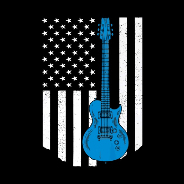 American Flag Guitar Rock by Baseball Gift