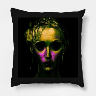 TAKEN Horror Glitch Art Zombie Woman Pillow