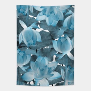 Ethereal Blue Lotus Tapestry