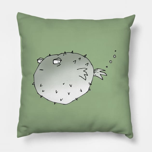 puffer fish Pillow by vectormutt