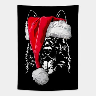 Santa German Shepherd Christmas dog gift present Tapestry