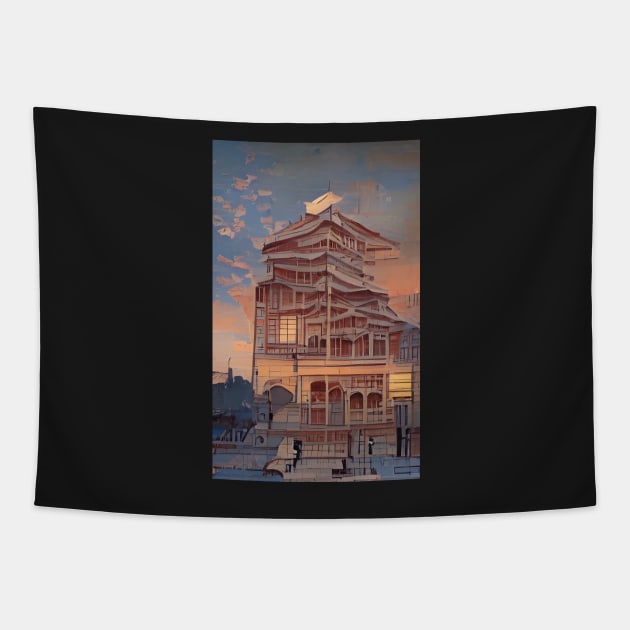 Stunning Ukiyo-e Architecture: Japanese Art Prints Tapestry by aestheticand