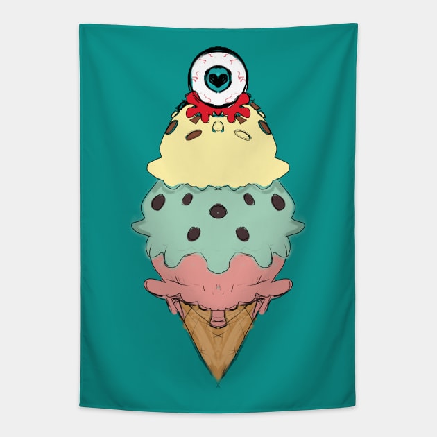 Eye-Scream Cone Tapestry by supernekocatchandeluxepro