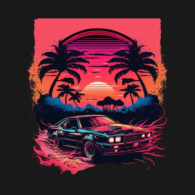 Retro Car in Synthwave Style by Snoe