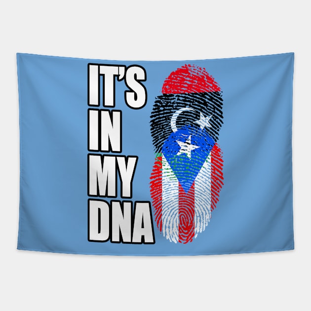 Puerto Rican And Libyan Mix DNA Flag Heritage Tapestry by Just Rep It!!