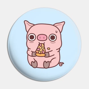 Cute Little Pig Eating Hawaiian Ham Pizza Oops Pin