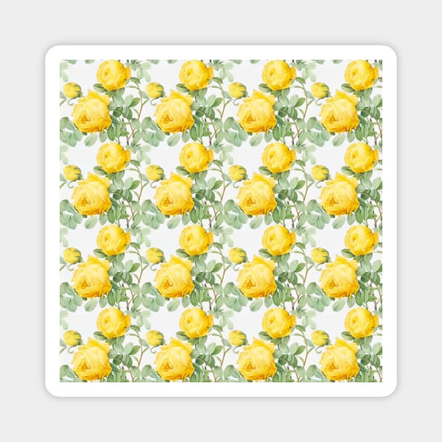 yellow vintage roses print (large) Magnet by bettyretro