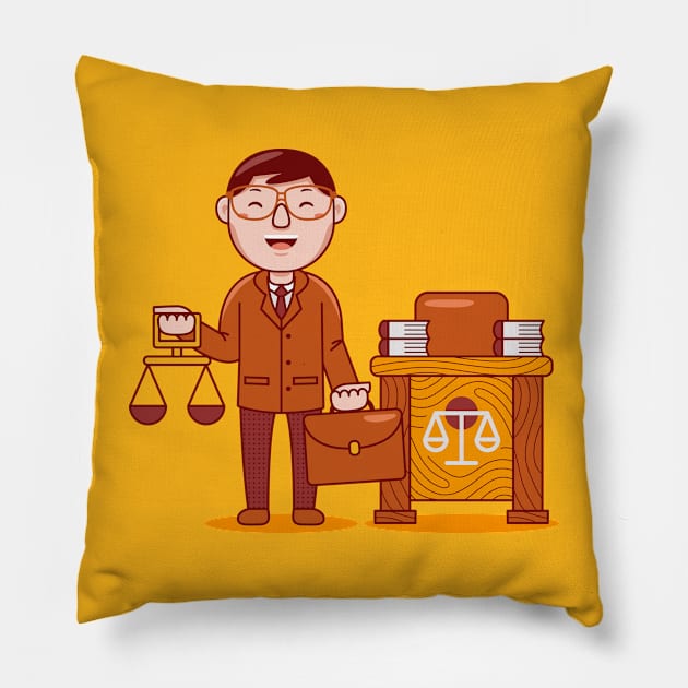 Cute Lawyer Cartoon Pillow by MEDZ