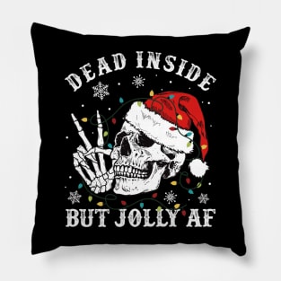 Dead Inside But Jolly AF Skeleton Santa Christmas Pillow