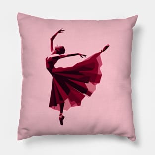 Silhouette of ballerina in a dark red tutu. Vector illustration, tiptoe dancing, ballet pose Pillow
