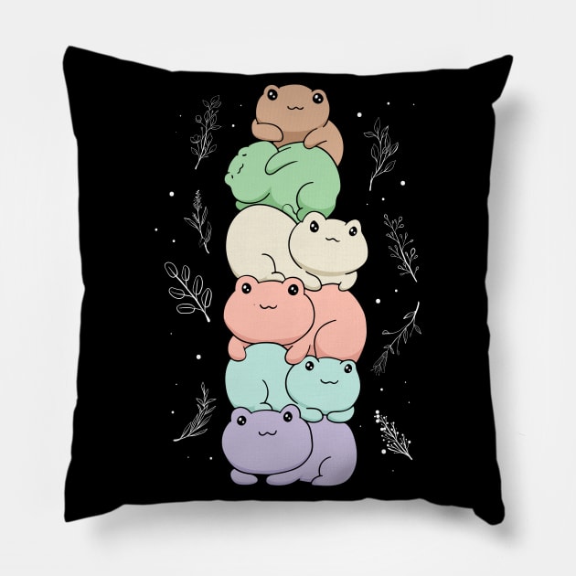 Cottagecore Aesthetic Kawaii Frog Pile Gift Pillow by Alex21