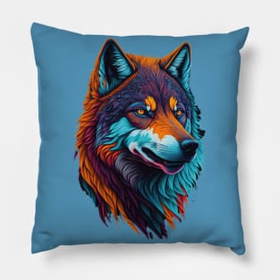 Colorful Face Wolf Pillow