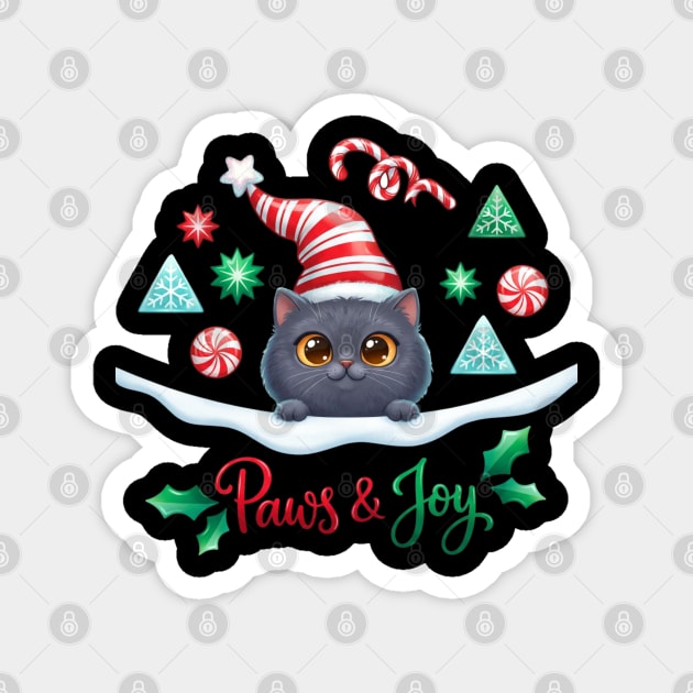 Paws & Joy Holiday Cat Magnet by Creatifly Graphic Tees