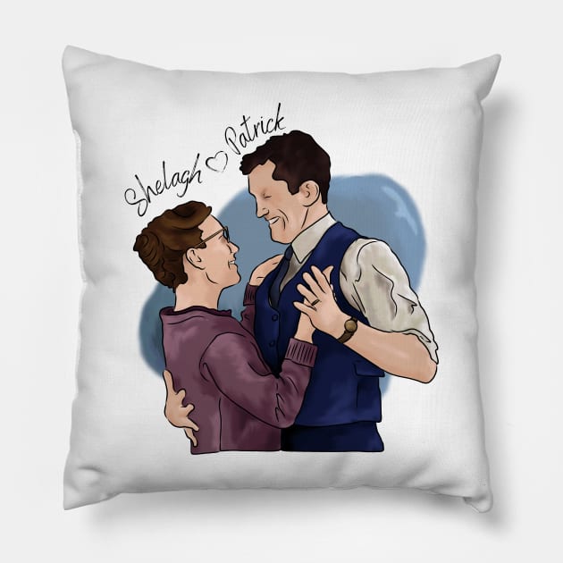 Shelagh and Patrick Turner Pillow by acrazyobsession