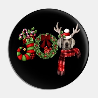 Christmas Joy Dwarf Stocking Reindeer Weimaraner Pin