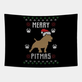 Merry Pitmas Funny Pitbull Ugly Christmas Sweater Gift Tapestry