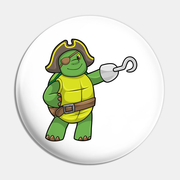 Turtle as Pirate with Hooked hand & Eye patch Pin by Markus Schnabel