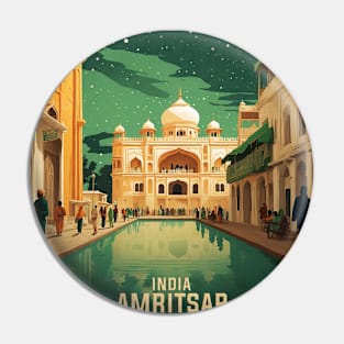 Amritsar India Starry Night Vintage Tourism Travel Pin