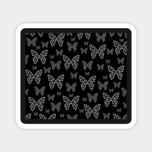 Black and White Butterflies Flowers Pattern Magnet