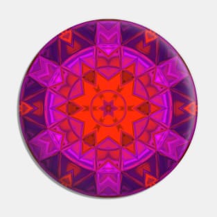 Mosaic Kaleidoscope Flower Red and Purple Pin