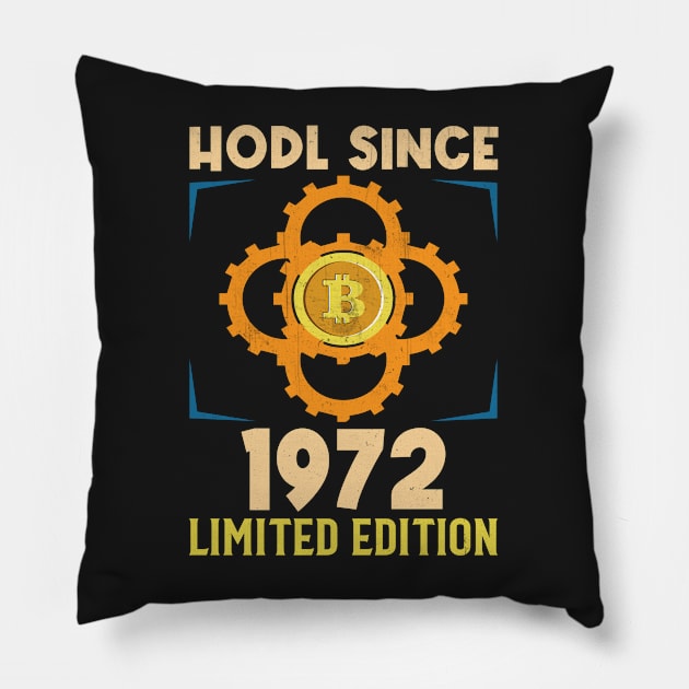 HODL Since 1972 - Bitcoin Pillow by OnyxBlackStudio