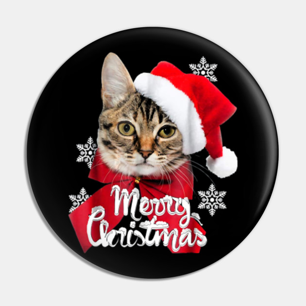 Funny Merry Christmas Cat Santa Hat Gift Christmas Cat Pin