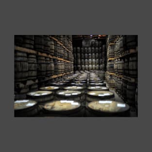 Whisky casks stored in a Whisky warehouse, Scotland T-Shirt