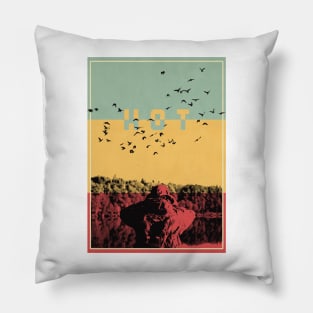 Man Bird Watching Graphic Art Pillow