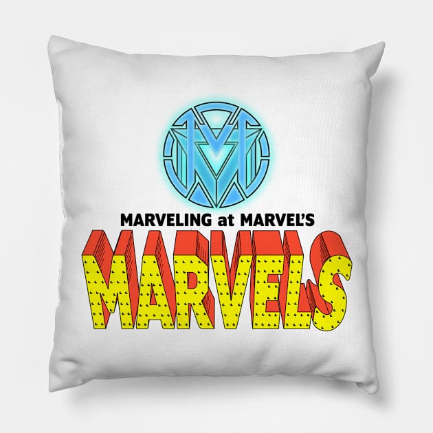 Marveling Logo: Iron Variant Pillow by Marveling At Marvel's Marvels