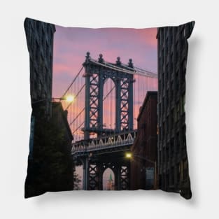 Manhattan Bridge Sunset Pillow