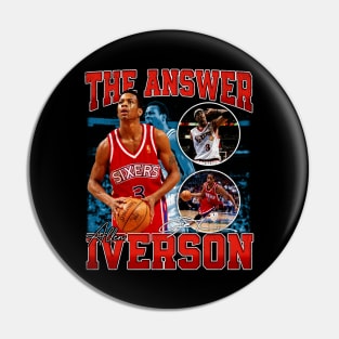 Allen Iverson The Answer Basketball Signature Vintage Retro 80s 90s Bootleg Rap Style Pin