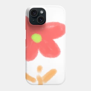 Red flower watercolor blue leaves art Phone Case