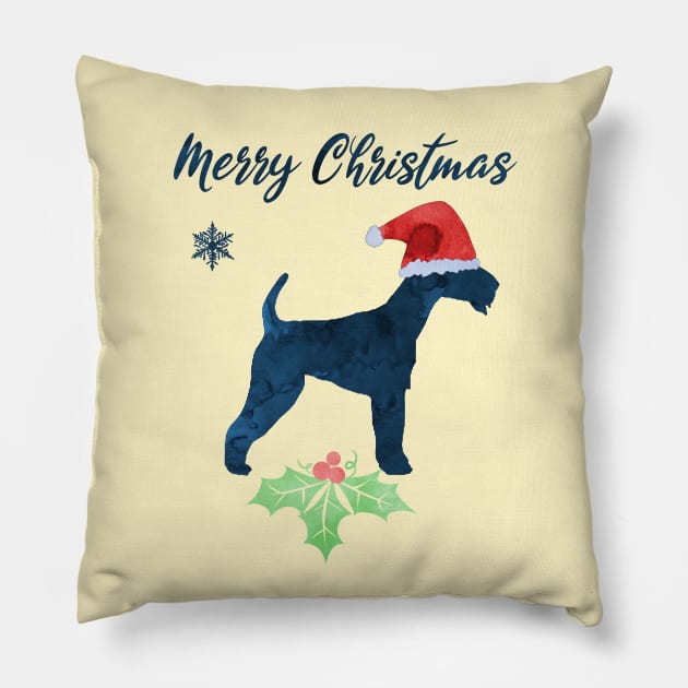 Christmas Airedale Terrier Pillow by TheJollyMarten