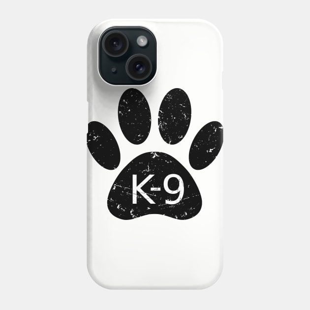 K9 Distressed Black Dog Paw Print Phone Case by Braznyc