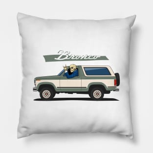 Truck bronco 1986 f150 xlt 4x4 skull metal grey Pillow