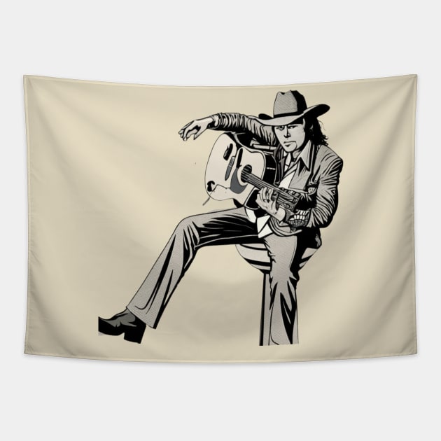 Dwight Yoakam Playing Guitar Tapestry by Aldrvnd