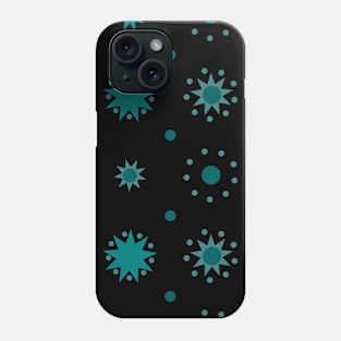 Suns and Dots Dark Teal on Black Repeat 5748 Phone Case