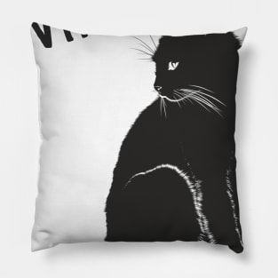 Calme and cute black cat saying what? Pillow