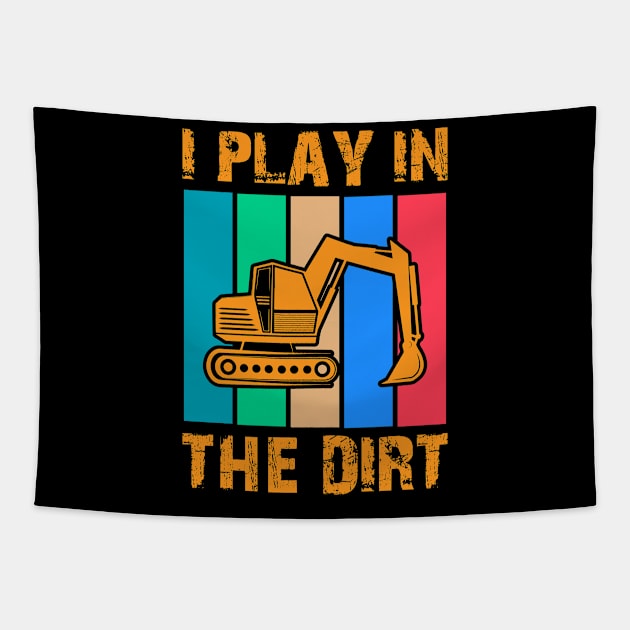 DIY Construction Backhoe Dirt Equipment Funny Worker Work Tapestry by Mellowdellow