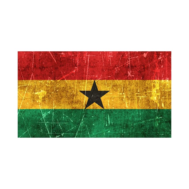 Vintage Aged and Scratched Ghana Flag by jeffbartels