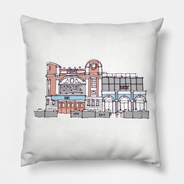 The Ritzy Brixton London Pillow by MARKDONNELLYILLUSTRATION