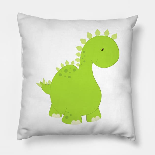 Cute Dinosaur, Baby Dinosaur, Dino, Stegosaurus Pillow by Jelena Dunčević