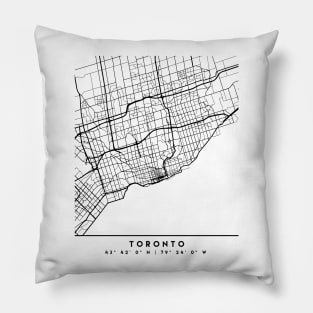TORONTO CANADA BLACK CITY STREET MAP ART Pillow