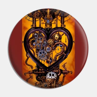 Steampunk mechanical heart Pin