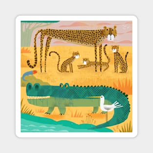 Croc with cheetahs Magnet