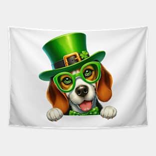 St Patricks Day Peeking Beagle Dog Tapestry