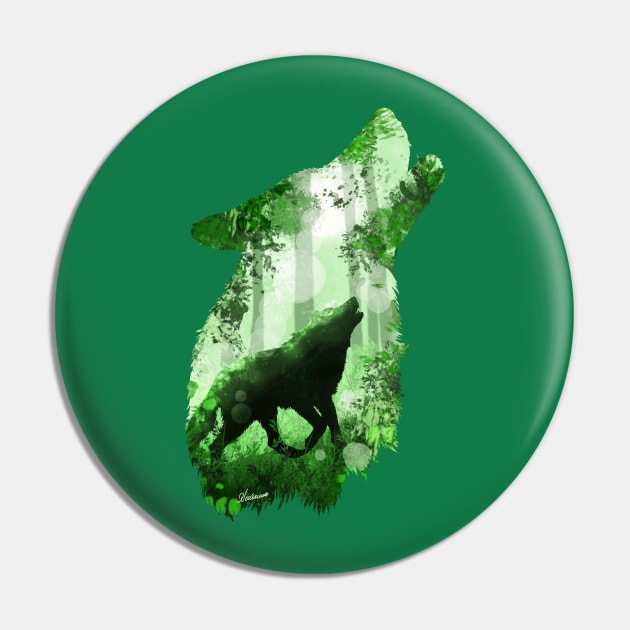 Evergreen Wolf Pin by DVerissimo